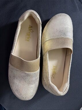 Alegria Metallic Gold Slip-On Flats